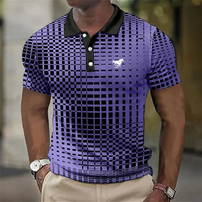 Men's Stretch Pixel Polo Top Angle