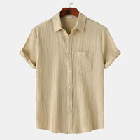 Men's Striped Linen Blouse Shirt | Classic Fit Angle