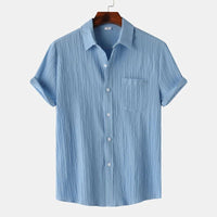 Men's Striped Linen Blouse Shirt | Classic Fit View 11