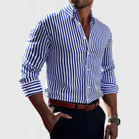 Men's Striped Long Sleeve Polo Shirt | Smart Casual Detail