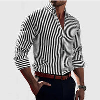 Men's Striped Long Sleeve Polo Shirt | Smart Casual Front