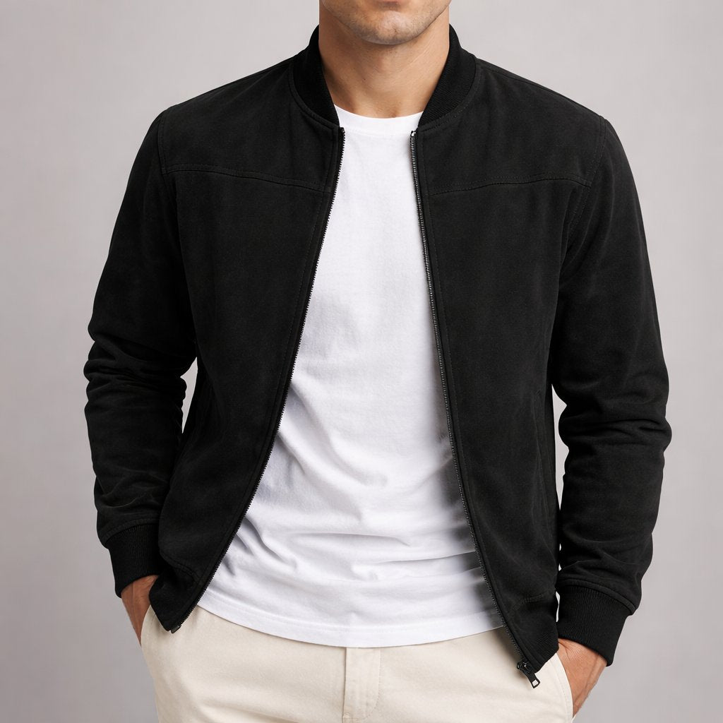 Men's Structured Suede Coats & Jackets Close Up