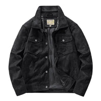 Men's Suede Jacket | Dual Chest Pocket Relaxed Fit Front