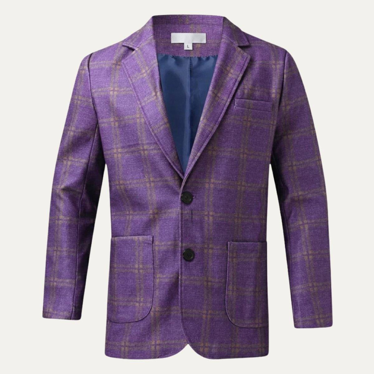 Men's Tailored Fit Suit Plaid Blazer | Patch Pocket Classic Angle