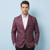 Men's Tailored Fit Suit Plaid Blazer | Patch Pocket Classic Lifestyle