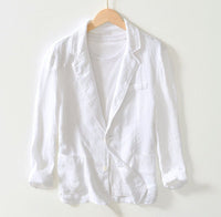 Men's Tailored Linen Blazer | Notch Lapel Front