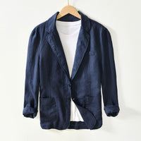 Men's Tailored Linen Blazer | Notch Lapel Side