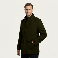 Men's Tailored Wool Overcoat | Flap Pocket Smart Fit Angle