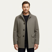 Men's Tailored Wool Overcoat | Flap Pocket Smart Fit Front