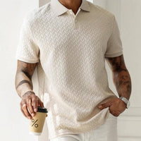 Men's Textured Knit Polo Top Detail