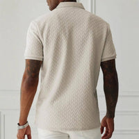 Men's Textured Knit Polo Top Side