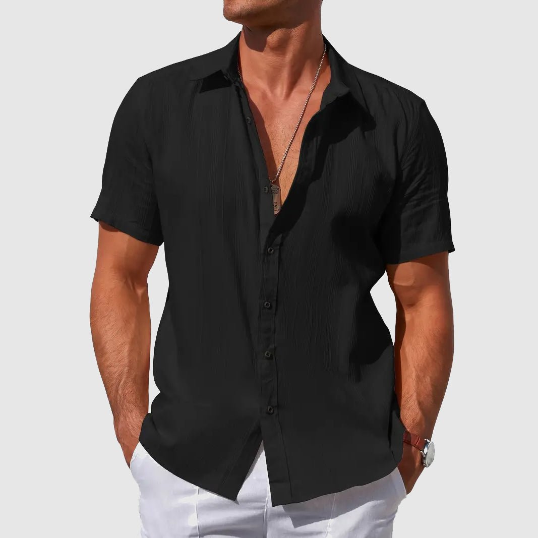 Men's Textured Linen Top Side