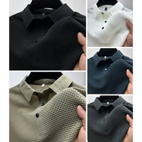 Men's Textured Weave Polo Shirt | Short Sleeve Close Up