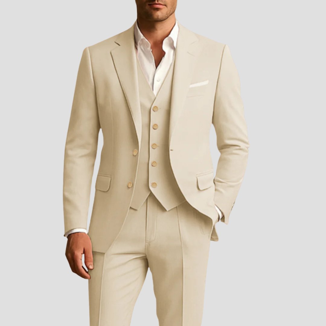 Men's Three-Piece Slim Fit Suit | Weddings Formal Events Close Up