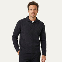 Men's Trendy Soft Knit Polo Sweater | Polo Collar Close Up