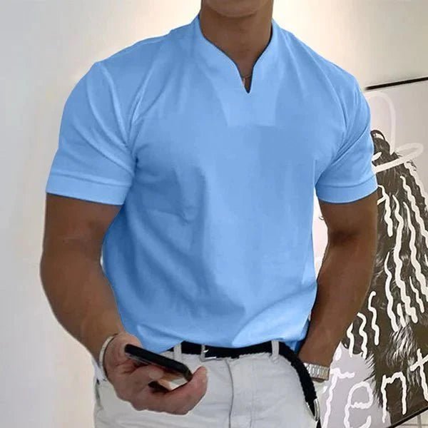 Men's V-Neck Quick-Dry Performance T-Shirt | Athletic Fit Angle