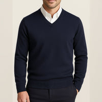 Men's V-Neck Wool Sweater | Slim Fit Knit Pullover Angle