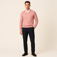 Men's V-Neck Wool Sweater | Slim Fit Knit Pullover Lifestyle