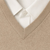Men's V-Neck Wool Sweater | Slim Fit Knit Pullover Side