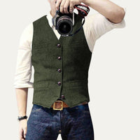 Men's Vintage Button-Up Vest | Notched Hem Tailored Alternate