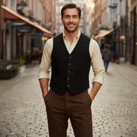 Men's Vintage Button-Up Vest | Notched Hem Tailored View 14