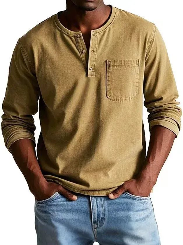 Men's Vintage Henley Shirt Top Full