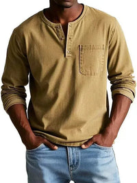 Men's Vintage Henley Shirt Top Full