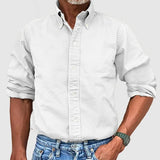 Camisa de algodón para hombre con lavado vintage y botones | Corte relajado