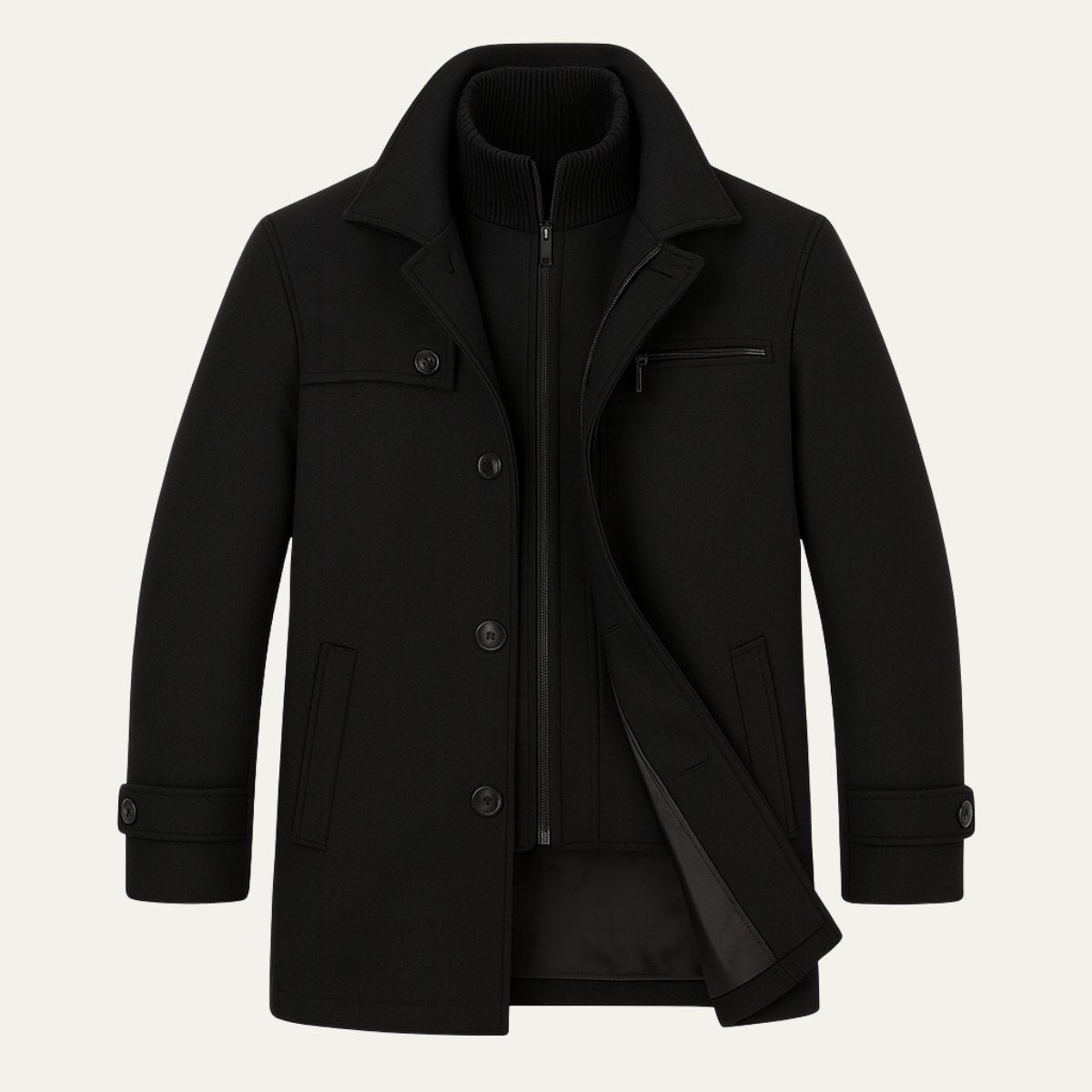 Men's Warm Adjustable Cuff Winter Coat | Bib Collar Hero