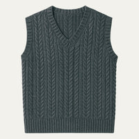 Men's Warm Cable Knitted V Neck Sweater Vest | Layering Hero
