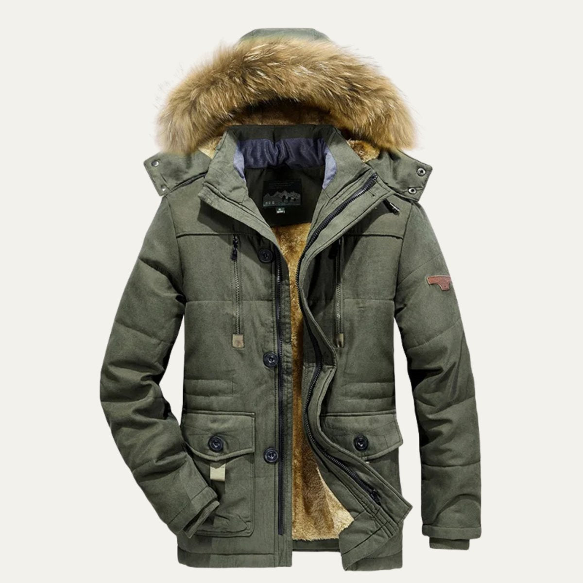 Men's Warm Winter Parka Jacket | Detachable Fur Hood Lined Lifestyle