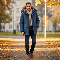 Men's Warm Winter Parka Jacket | Detachable Fur Hood Lined View 12