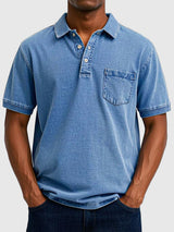 Polo para hombre de algodón denim lavado