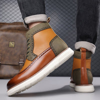 Men's Wingtip Brogue Boots | Leather Hybrid Lug Sole Detail