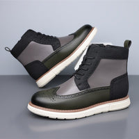 Men's Wingtip Brogue Boots | Leather Hybrid Lug Sole Lifestyle