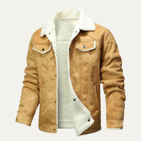 Men's Winter Shearling Biker Leather Jacket | Sherpa Lined Close Up