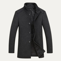 Men's Wool Blend Classic Trench Coat | Detachable Inner Vest Close Up