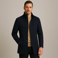 Men's Wool Blend Classic Trench Coat | Detachable Inner Vest Full