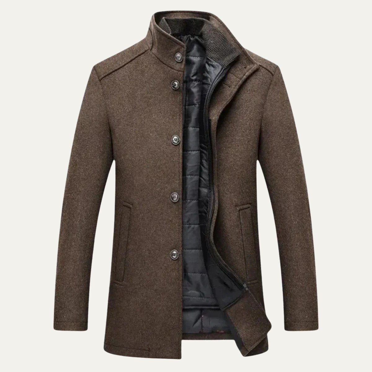 Men's Wool Blend Classic Trench Coat | Detachable Inner Vest Hero