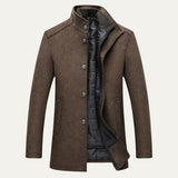 Men's Wool Blend Classic Trench Coat | Detachable Inner Vest
