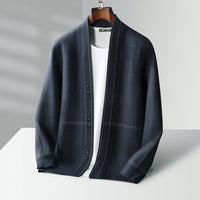 Men's Wool Weaver Cardigan | Contrast Stitch Front