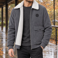 Men's Zip-Front Lined Jacket | Ribbed Cuff Casual Layer Detail