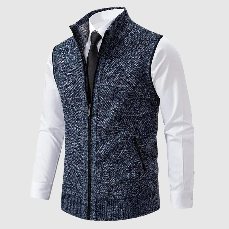 Men's Zip-Up Sweater Vest | Contrast Trim Detail