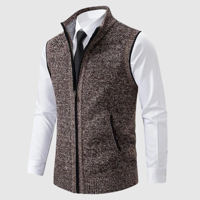 Men's Zip-Up Sweater Vest | Contrast Trim Front