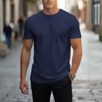 Camiseta de cuello redondo, manga corta, ajuste entallado para hombre