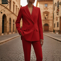 Conjunto de traje Blazer cruzado Pantalones de pierna recta para mujer