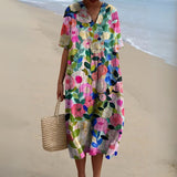 Vestido midi floral relajado para mujer