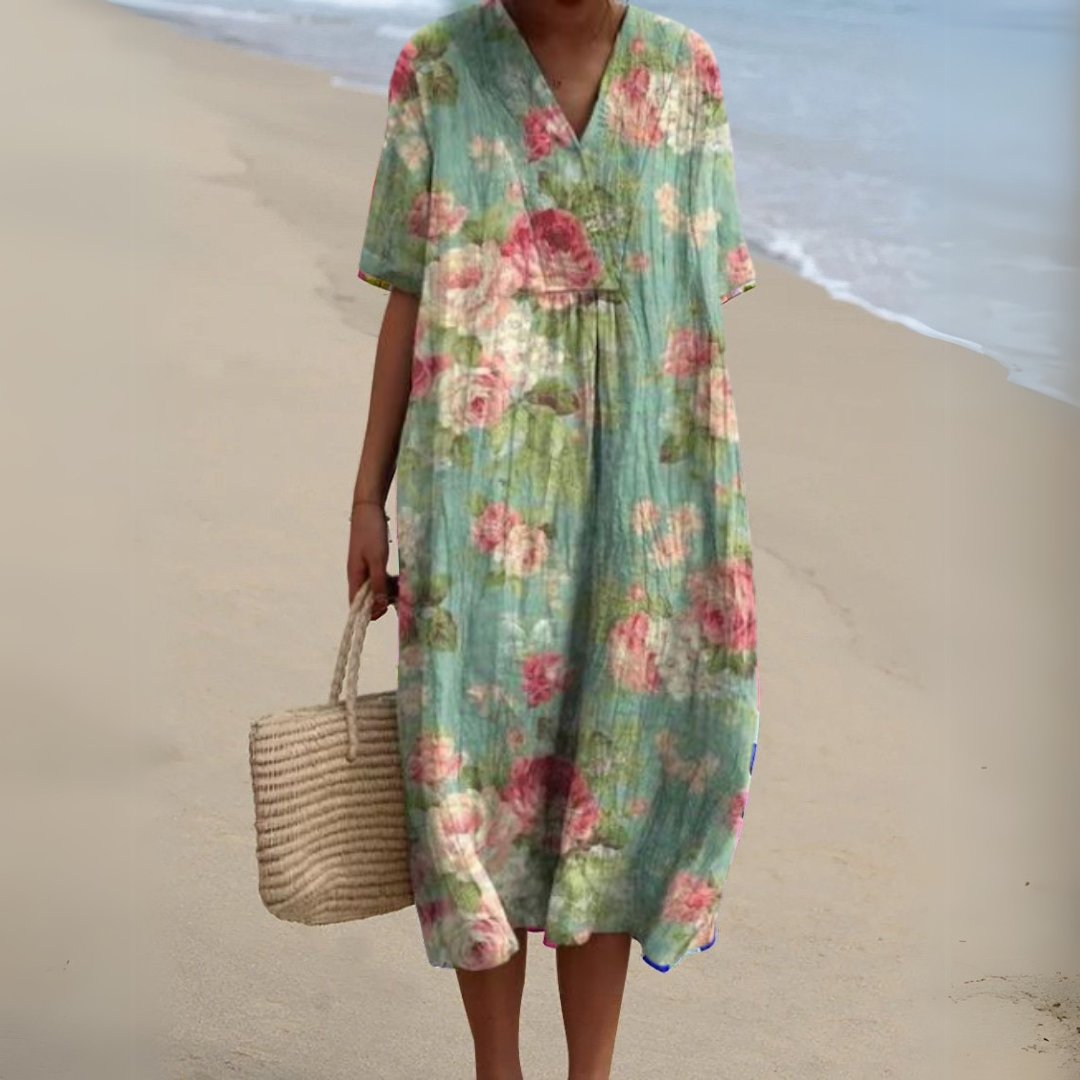 Relaxed Floral Midi Dress for Women Lifestyle