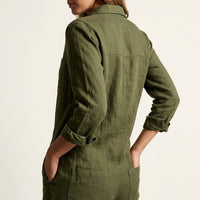 Relaxed Women's Linen Jumpsuits with Pockets Close Up