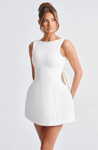 Vestido Mini para Mujer con Lazo en la Espalda y Sin Mangas